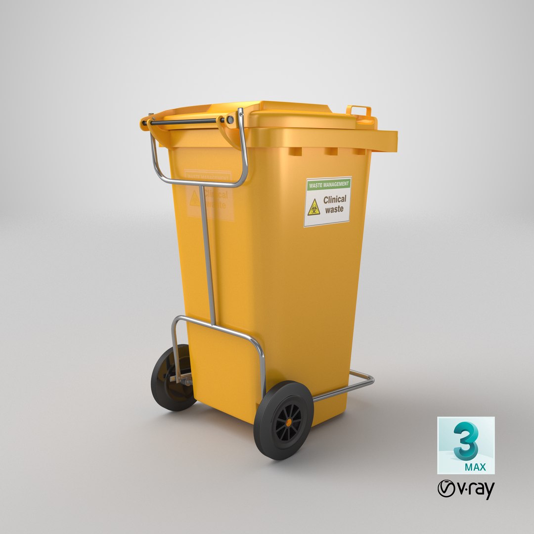 Yellow clinical waste wheelie bin 3D TurboSquid 1710691