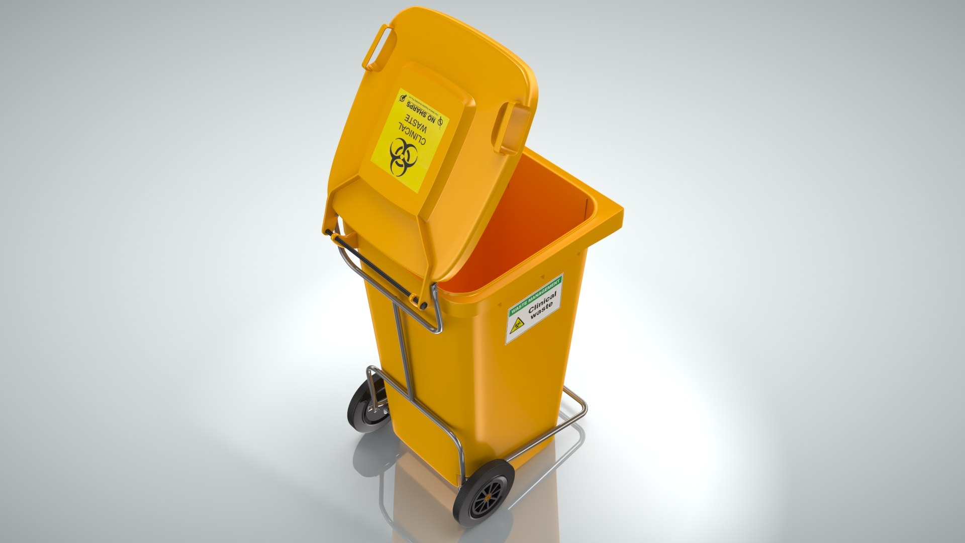 Yellow clinical waste wheelie bin 3D TurboSquid 1710691