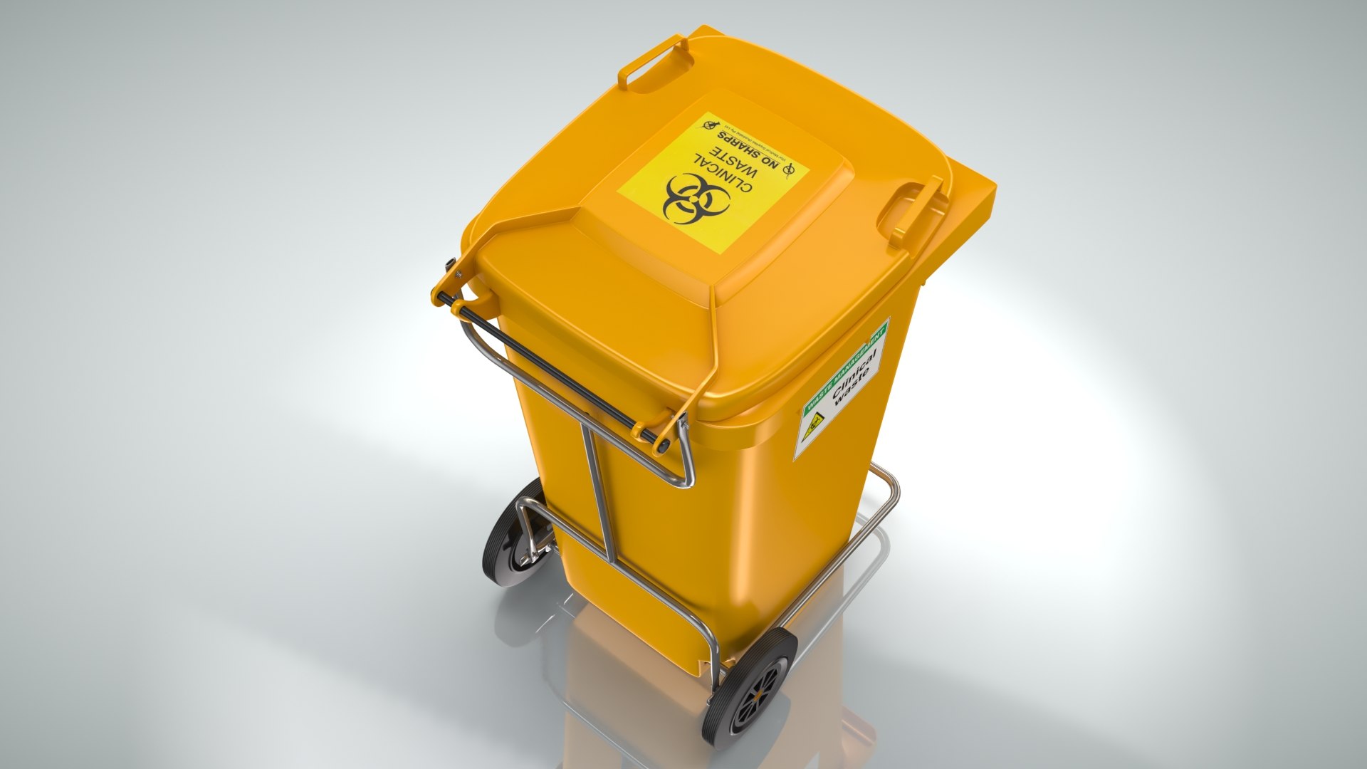 Yellow clinical waste wheelie bin 3D TurboSquid 1710691