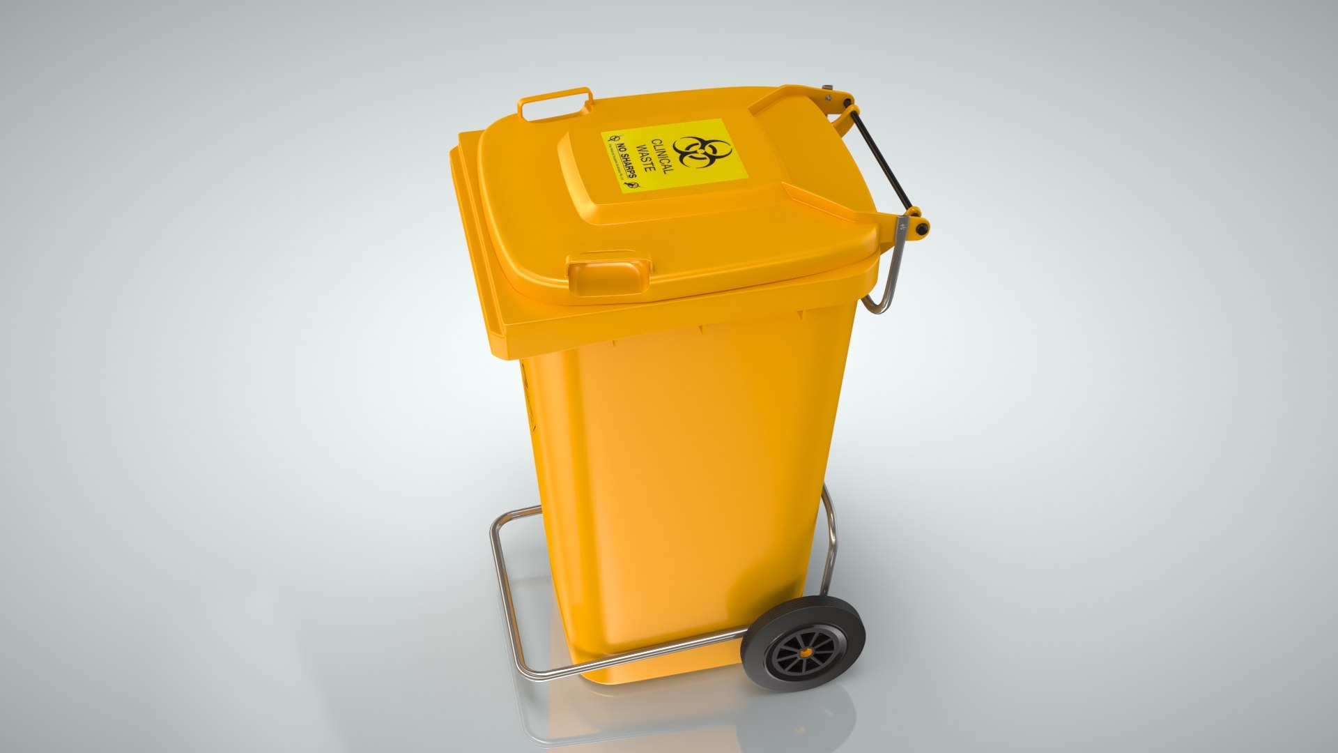 Yellow clinical waste wheelie bin 3D TurboSquid 1710691