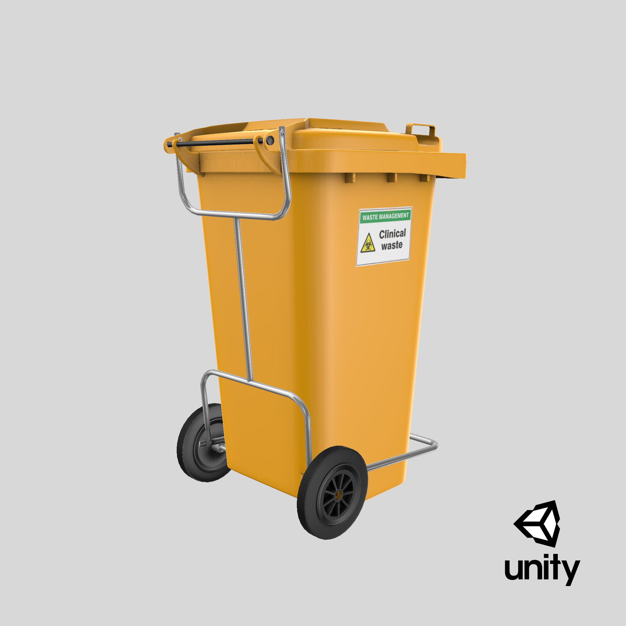 Yellow clinical waste wheelie bin 3D TurboSquid 1710691