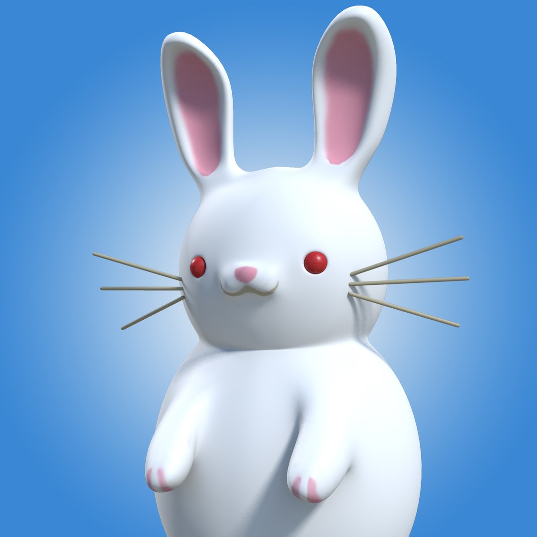 White Rabbit Cartoon Rigged Character Obj