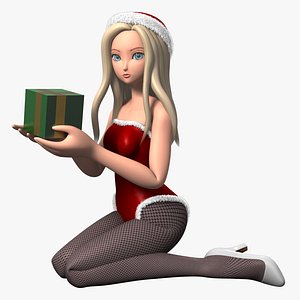 character girl pose xmas 3d model