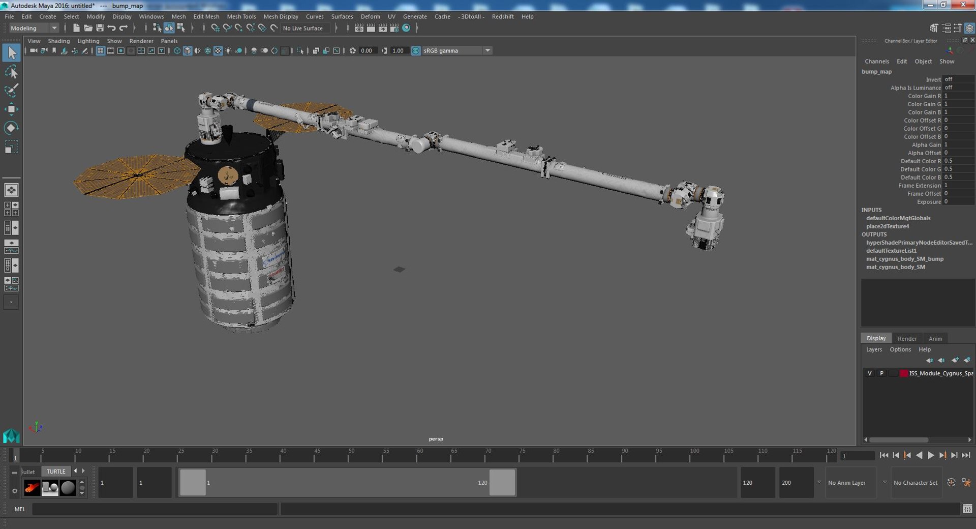 ISS Module Cygnus Spacecraft with Canadarm 3D model https://p.turbosquid.com/ts-thumb/Cl/XOZ5PK/8z/issmodulecygnusspacecraftwithcanadarm3dmodel038/jpg/1644572454/1920x1080/fit_q87/401d6089970f7195948f984fe02cf7c732f4df62/issmodulecygnusspacecraftwithcanadarm3dmodel038.jpg
