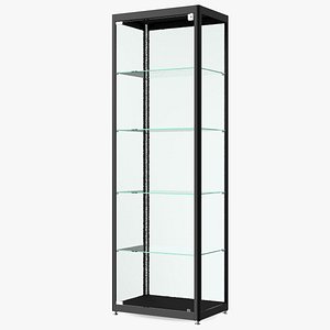 Glass Display Case Wide Black