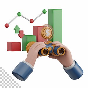 3d rendering forecast analytics isolated useful for business and finance design element