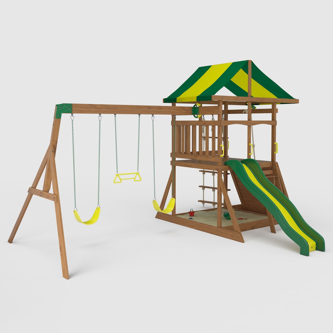 Mount Mckinley Wooden Swing Set 3D Model TurboSquid 1307349