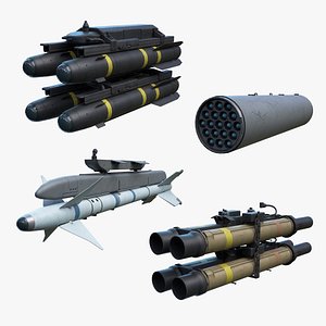 Helicopter Nato Weapons Set Low-Poly