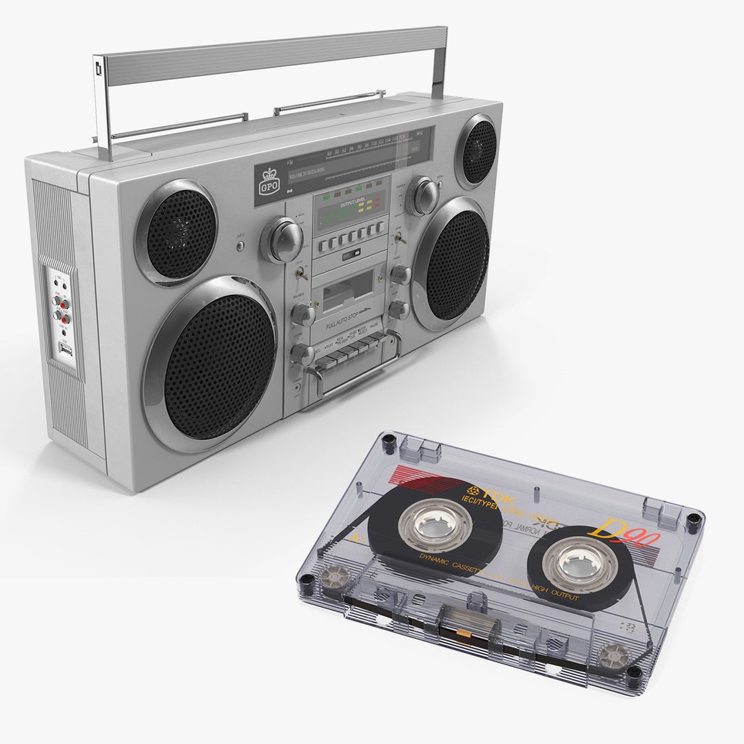Portable Boombox and Audio Cassette Collection 3D model preview