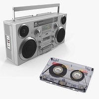Portable Boombox and Audio Cassette Collection
