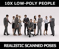 10x LOW POLY BUSINESS PEOPLE VOL01 CROWD