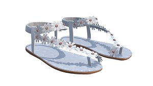 Realistic White Slippers 3D Model Low-poly 3D model