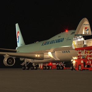 scene loading operation boeing 747-400 3d max