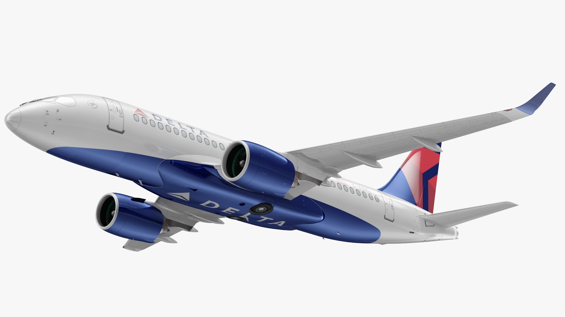 Airbus A220 100 Delta Simple Interior Rigged 3D model preview