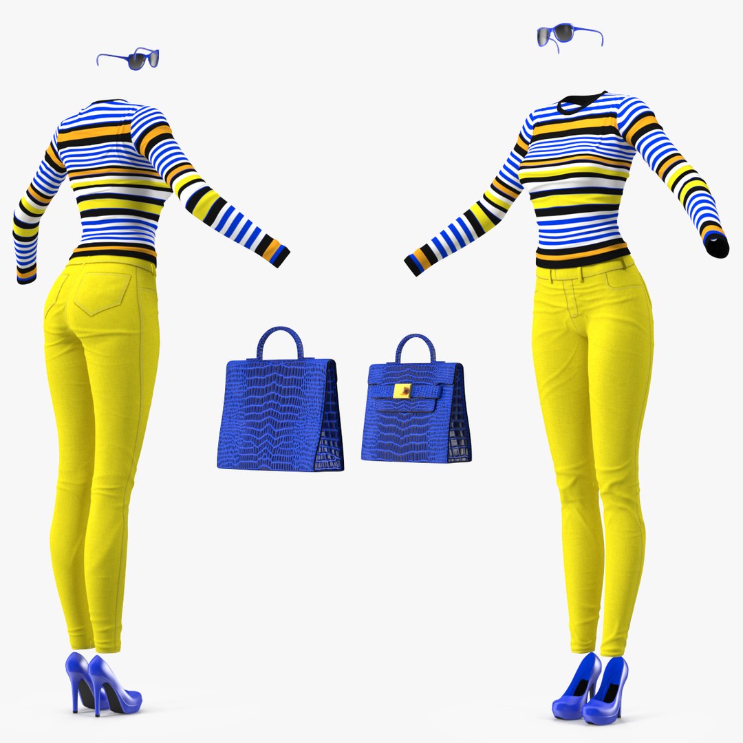Fashionable Style Clothes Set 3D model preview