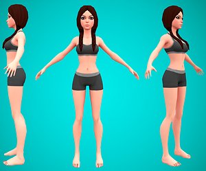 Ariel: Stylized Female Character - Game Ready Base mesh model
