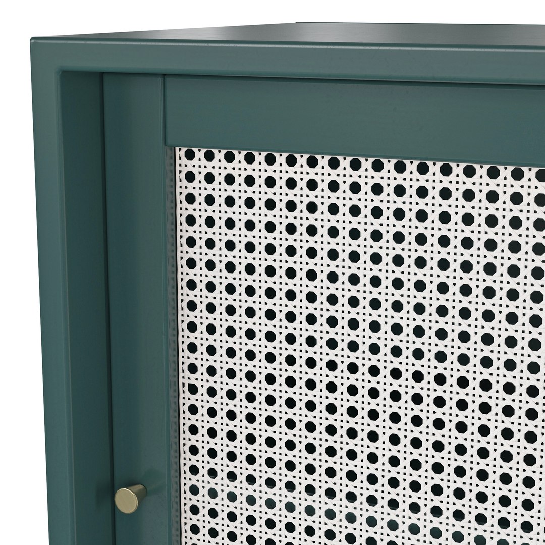 Homary-Green Rattan Sideboard Buffet With Storage 2-Door Accent Cabinet ...