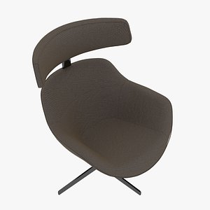 3D Cassina 277-12 Auckland Arm Chair Taupe Leather Black Body model