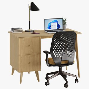 3D Elegance desk with cabinet