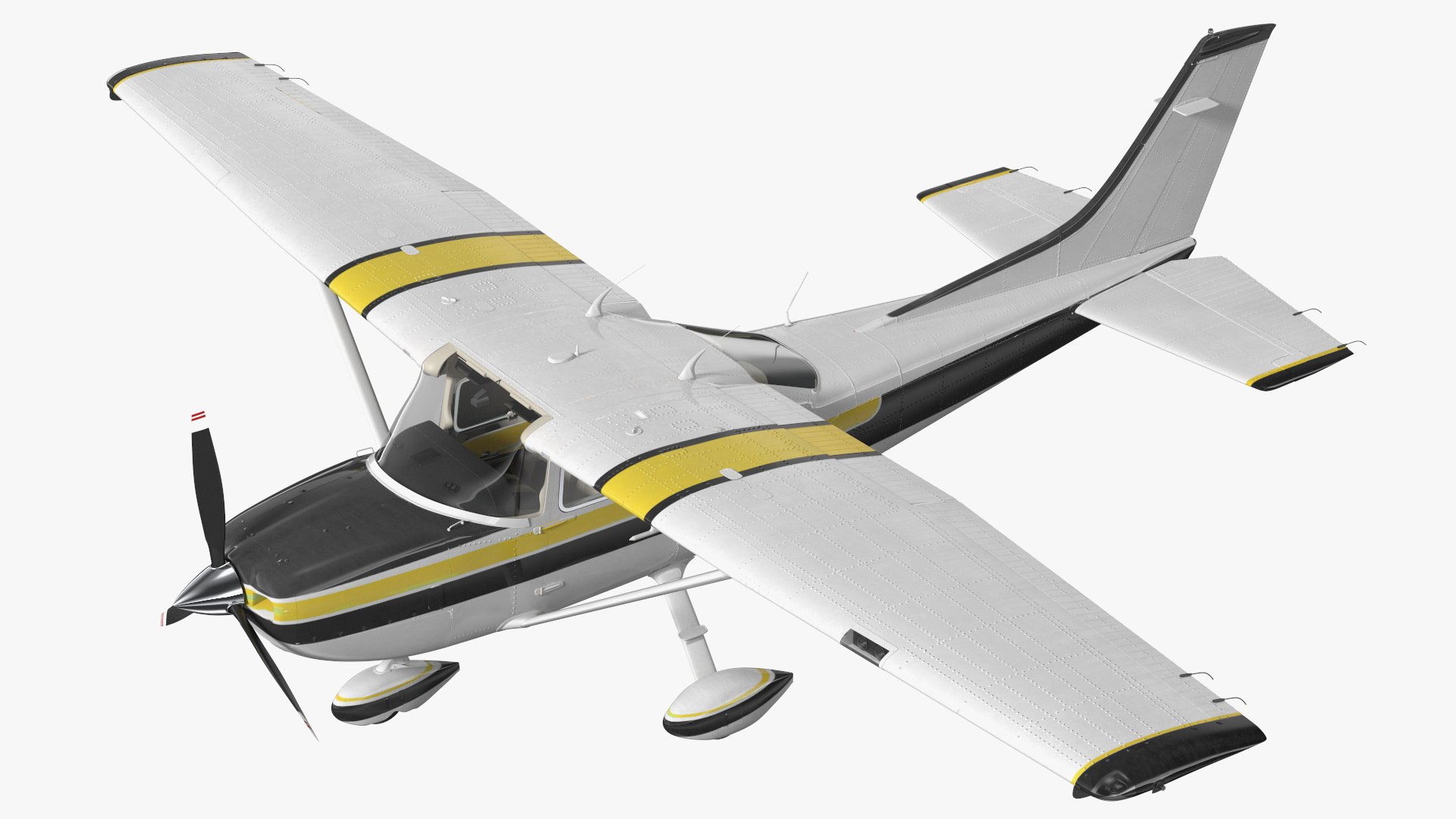 Four Seat Light Utility Aircraft Rigged 3D model preview