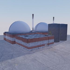 Nuclear Reactor Energy Power Plant Low Poly