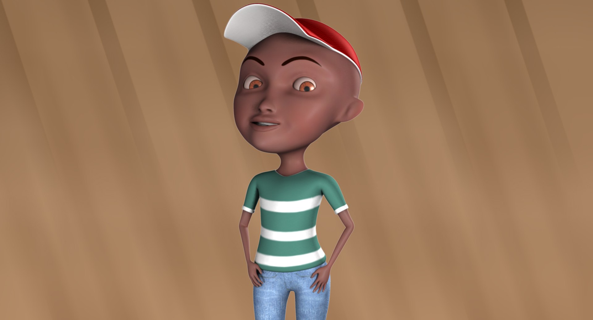 boy cartoon character rigged 3d model
