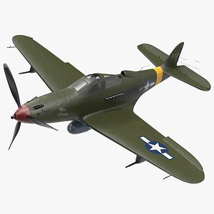 American WWII Fighter Aircraft P-39 Aircobra Rigged 3D Model