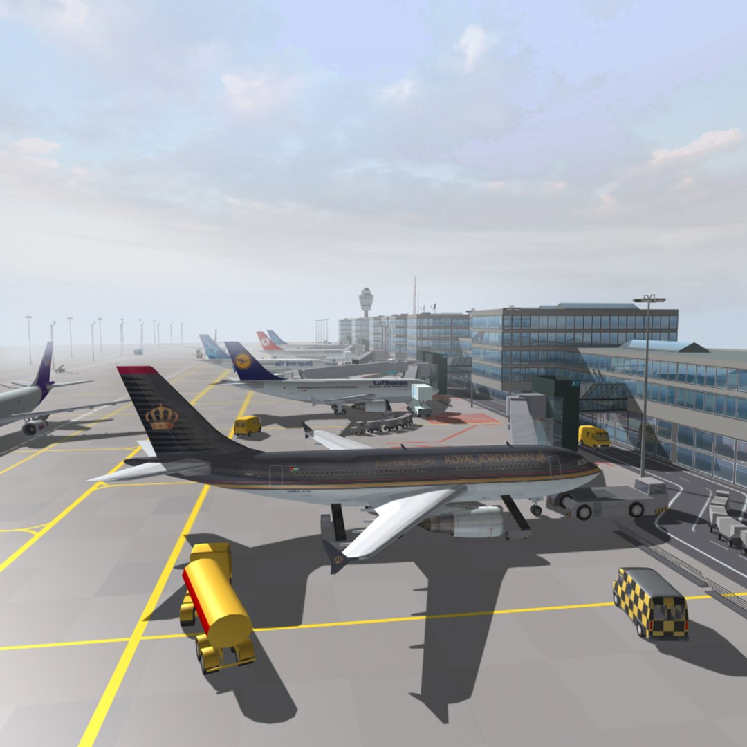 Airport Terminal Air Plane 3d Model