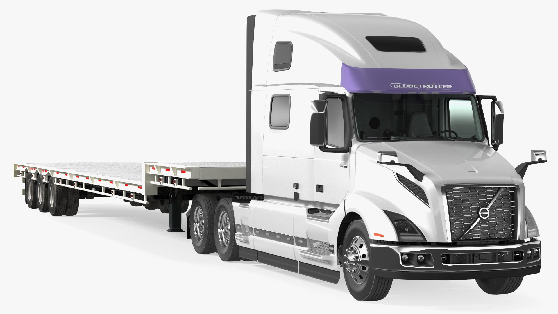Volvo Truck with Axle Extendable Trailer Rigged 3D model preview
