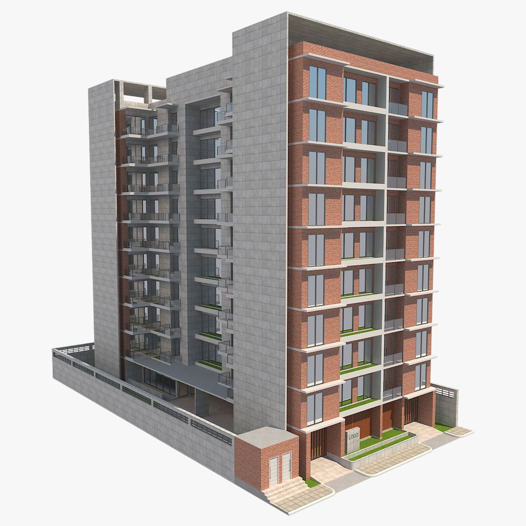 3D apartment building model - TurboSquid 1295665