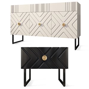 Dresser And Bedside Table Art Deco Marseille Courage 3D model