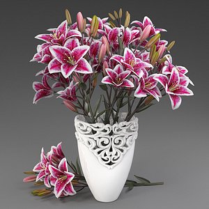 3D vase lilies