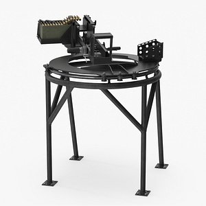 Vehicle Mounted Machine Gun Ring Mount Rigged for Cinema 4D