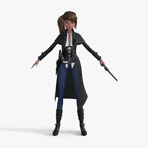 3D Cartoon Cowboy Girl model