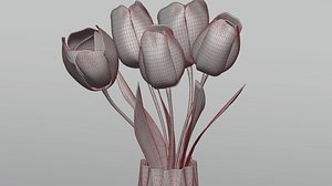Tulips in a vase 3D model
