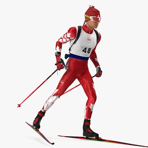 Biathlete Fully Equipped Canada Team Running Pose