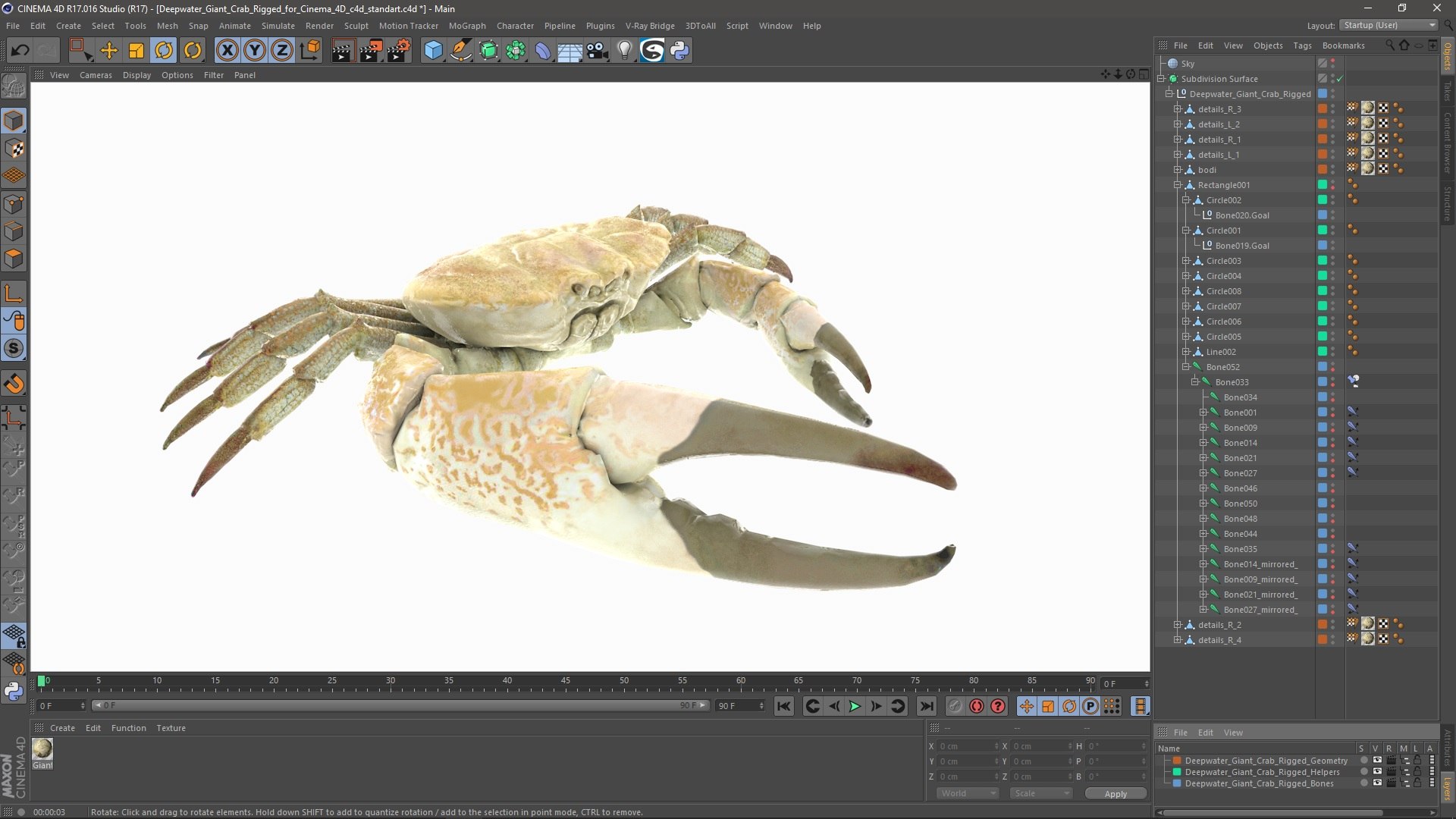 Deepwater Giant Crab Rigged For Cinema 4D 3D - TurboSquid 2191844