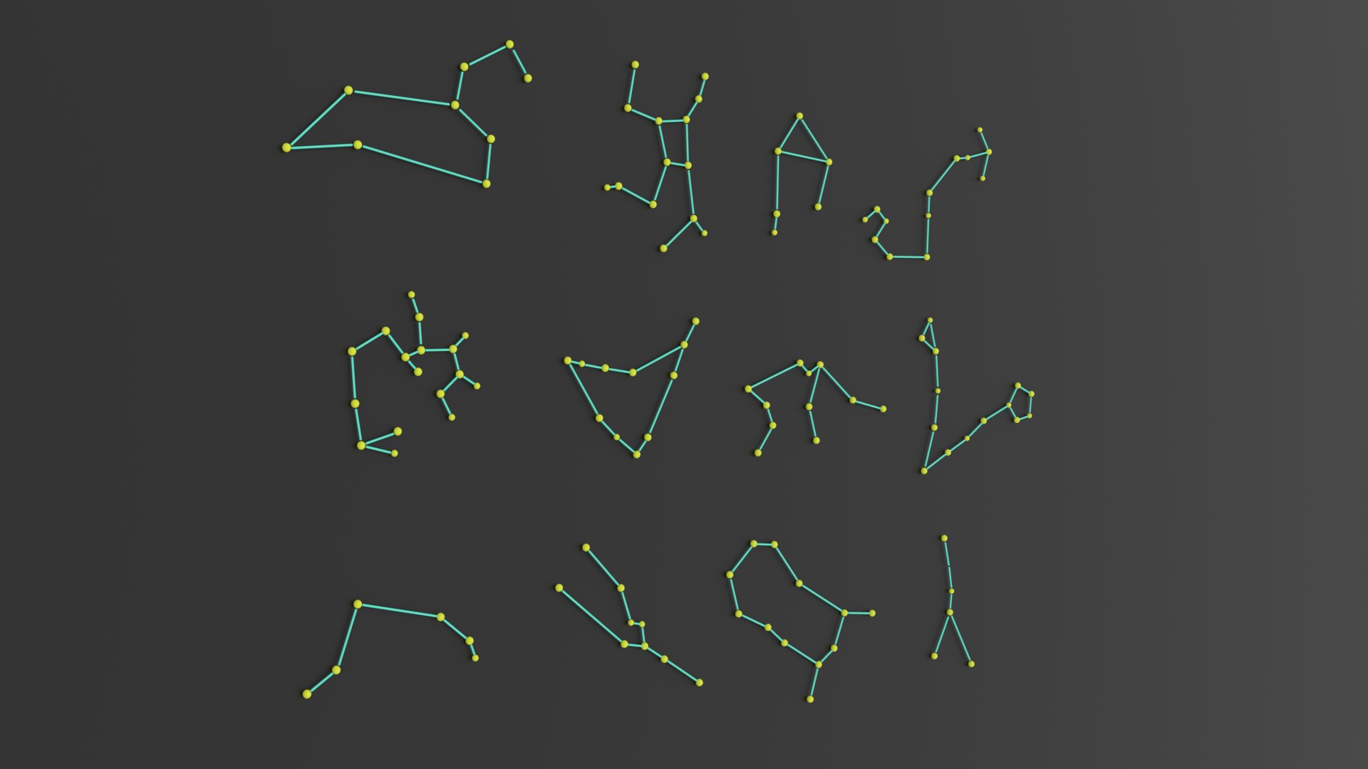 12 Horoscope Zodiac Constellation Pack 3D Model - TurboSquid 2035882
