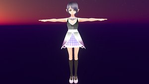 Game Ready Low Poly Anime Character Girl 24