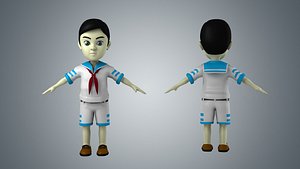 Animated pupils students passersby little boy cartoon character family