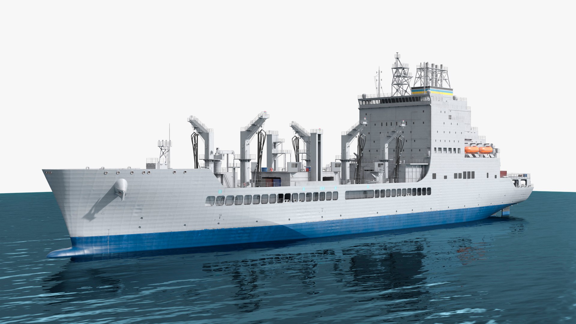 Fleet Logistics Tanker Floating at Sea Grey 3D model preview