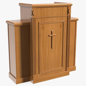 Church Oak Pulpit Light Wood with Cross for 3D Print 3D model
