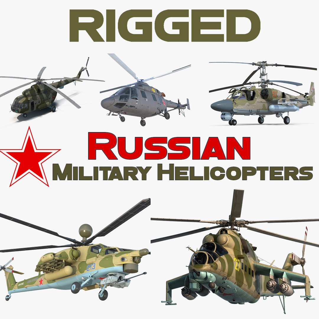 Rigged Russian Military Helicopters 3D Models Collection 3D model preview