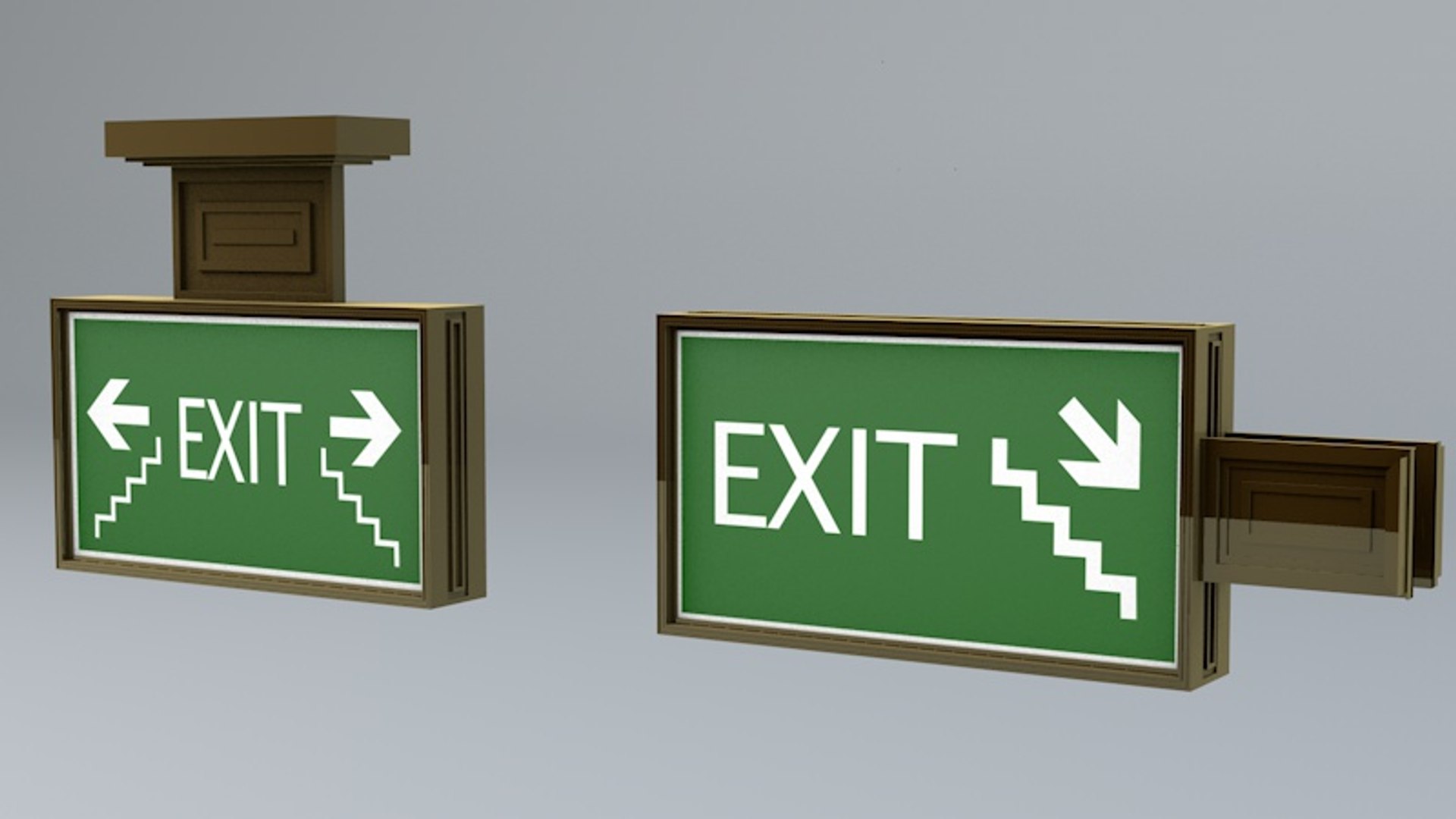 games exit sign 3d obj