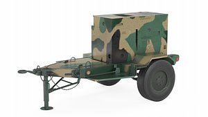 60 KW Diesel Generator With military trailer 3D