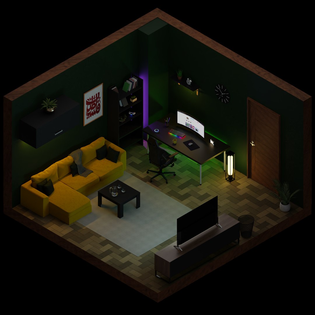 Cozy Room Day - Night Model - TurboSquid 2004863