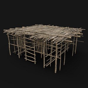 TRIBAL JUNGLE WOODEN PLATFORM CONSTRUCTION BRIDGE PIER AAA