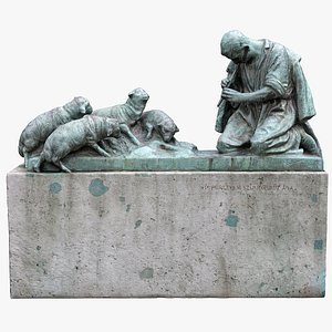 Shepherd With Sheep Statue