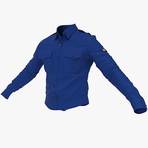 3D 3D Realistic Worn Tucked Regular Shirt Long Sleeve Male Body Shape Model Security Man A-Pose model