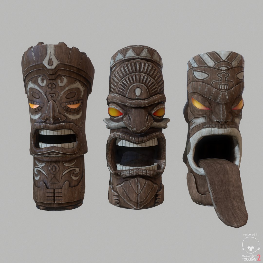 3d model tiki statues